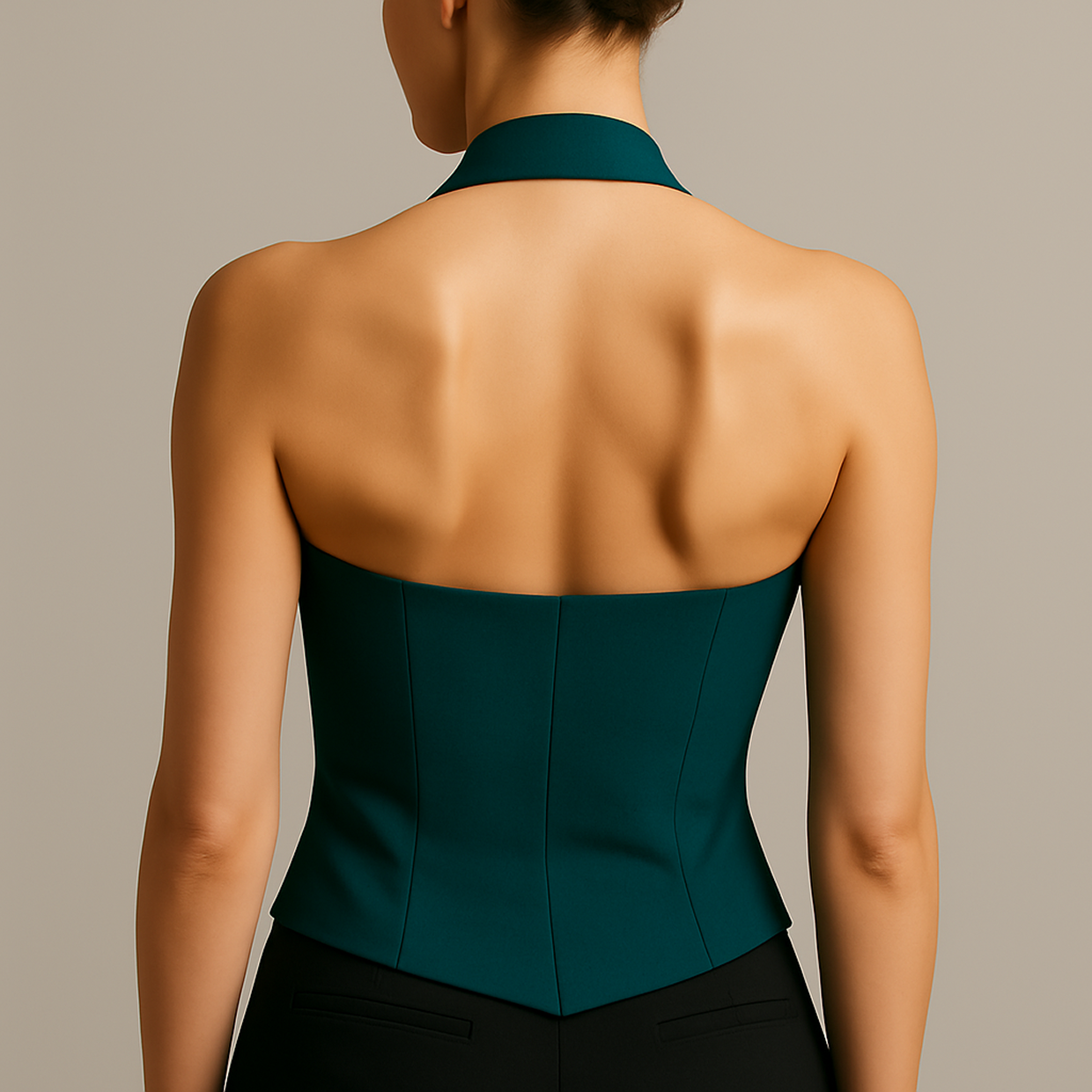 Patrón de Chaleco Halter Botones Teal