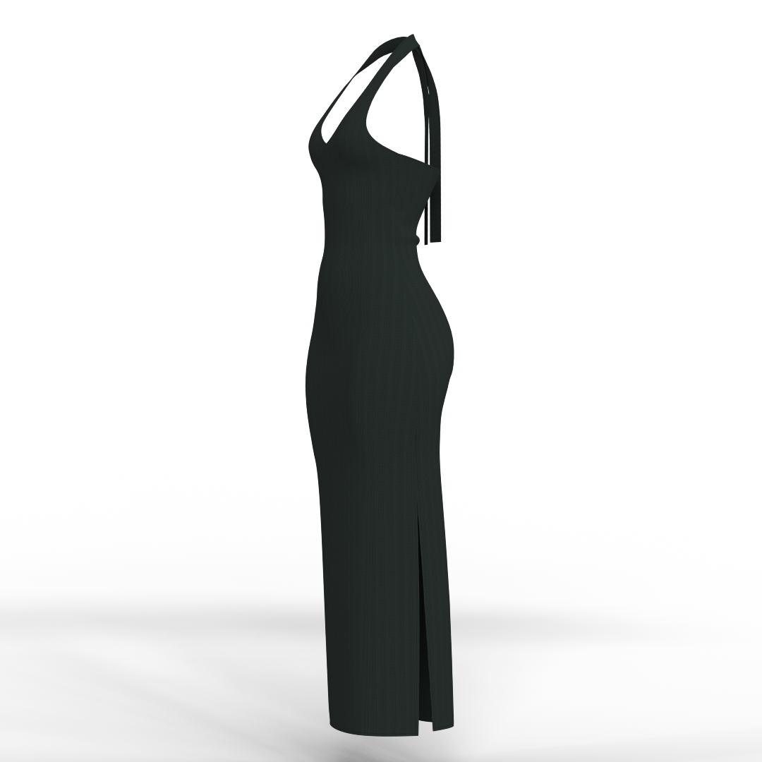 Patrón de Vestido Largo Halter Negro
