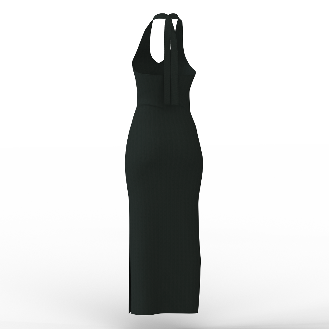 Patrón de Vestido Largo Halter Negro