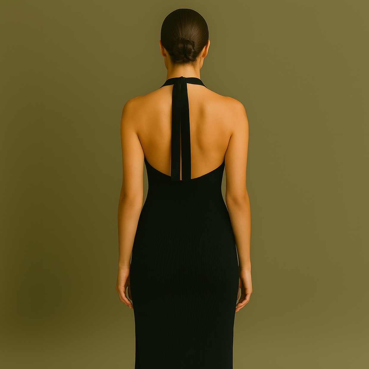 Patrón de Vestido Largo Halter Negro