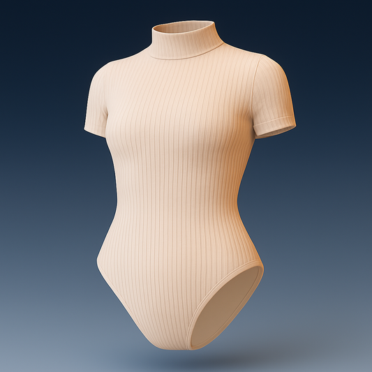 Patrón de Body Polera Cuello Medio Alto en Canalé / Mock Neck
