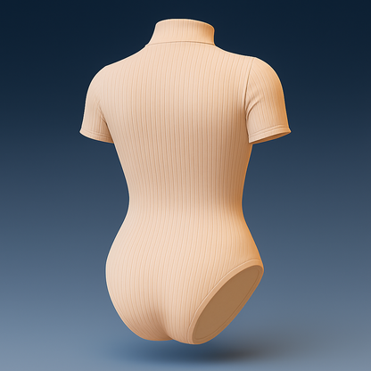 Patrón de Body Polera Cuello Medio Alto en Canalé / Mock Neck