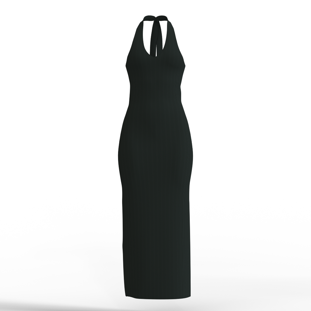 Patrón de Vestido Largo Halter Negro