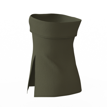 Patrón de Top Strapless Verde Oliva